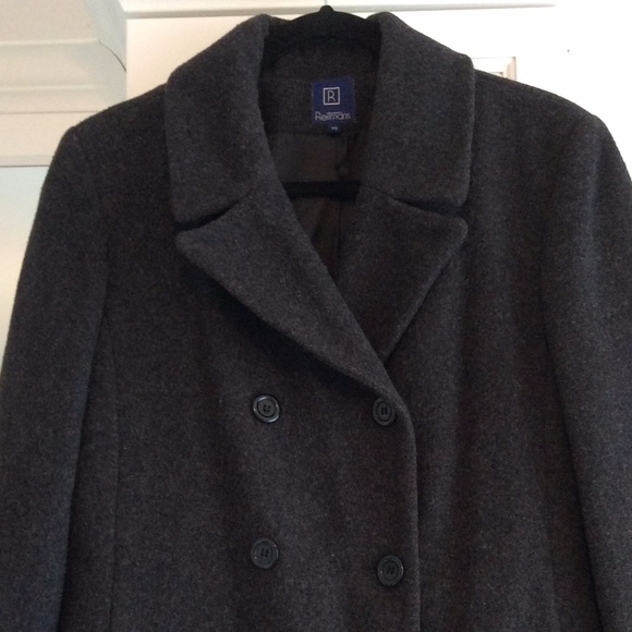 Grey 100% wool double breast coat / peacoat - Picture 1 of 4